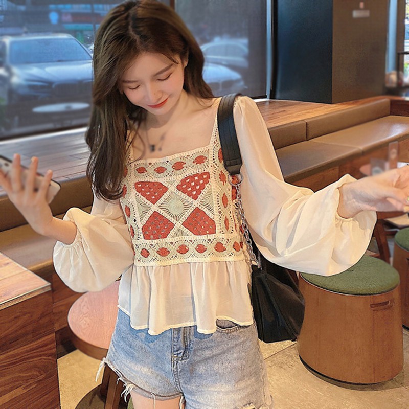 Áo chiffon tay dài phong cách Hàn Quốc thời trang thanh lịch cho nữ