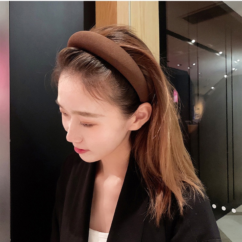Băng đô xốp bản rộng màu sắc đơn giản thời trang phong cách Hàn Quốc
