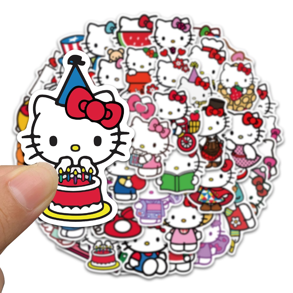 Bộ 50 Hình Dán Hello Kitty Chống Thấm Nước