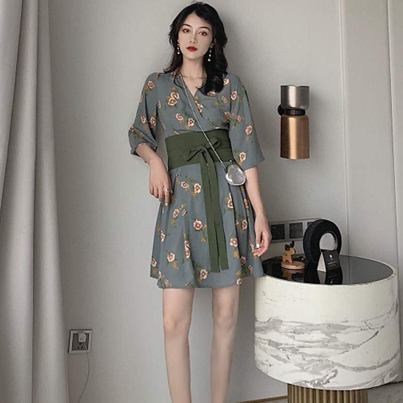 2021 NEW ARRIVAL ready stock french style dress Floral skirt women fashion clothes