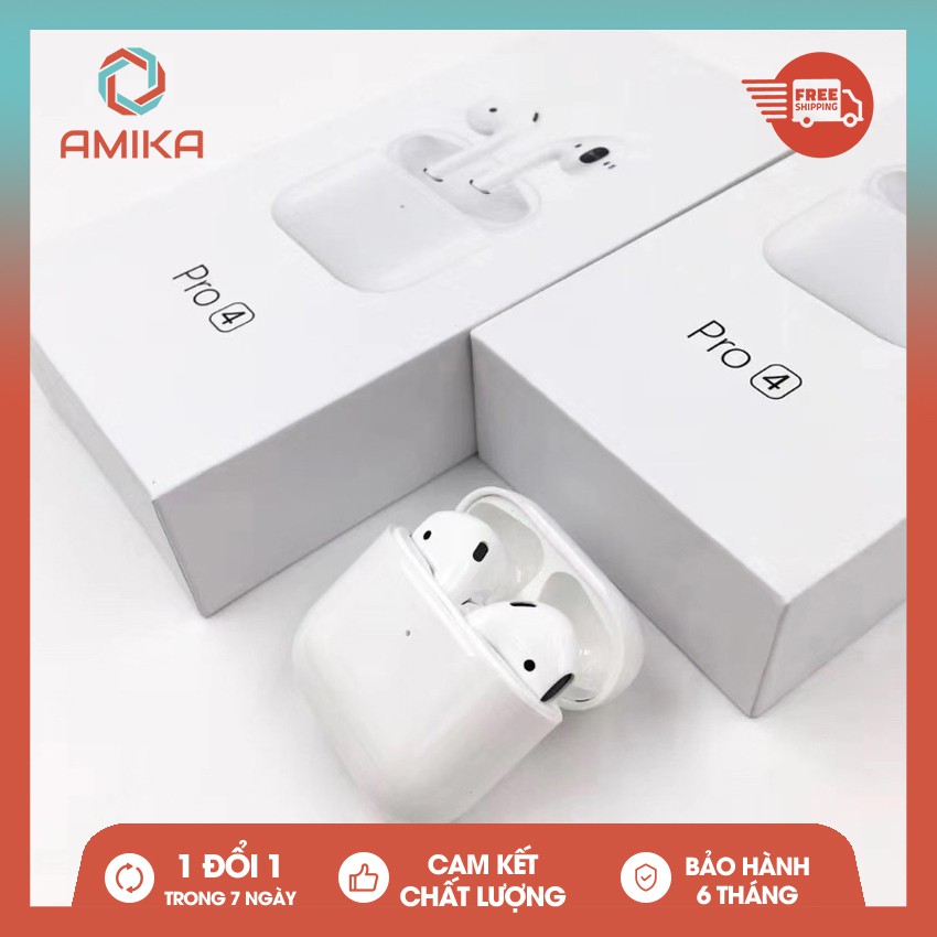 Tai nghe Bluetooth không dây Airpods Pro 4 tích hợp tất cả điện thoại Apple iPhone, Samsung, Oppo, Xiaomi