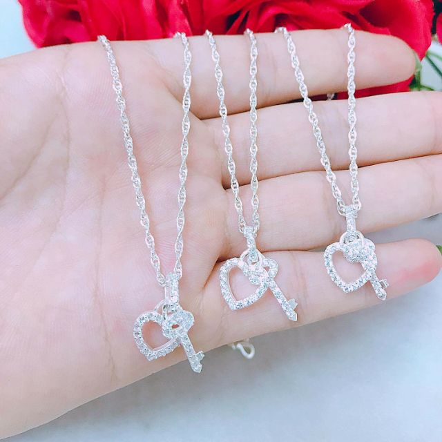 Dây chuyền xoắn mặt tim Khoá bạc ta