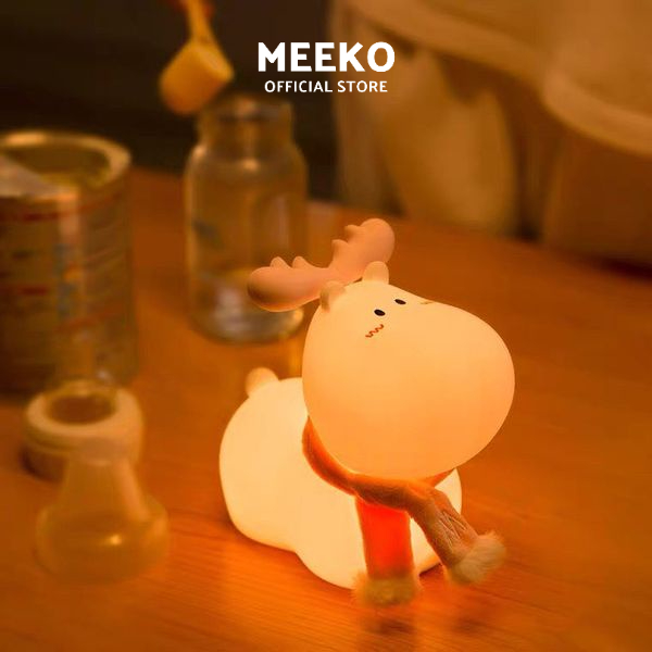 Đèn ngủ cảm ứng tuần lộc béo ú thay đổi độ sáng đổi 7 màu silicon Bemi MEEKO