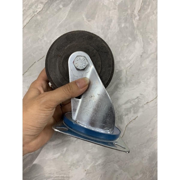 Bánh xe đẩy công nghiệp cao su đen đặc siêu bền phi 100