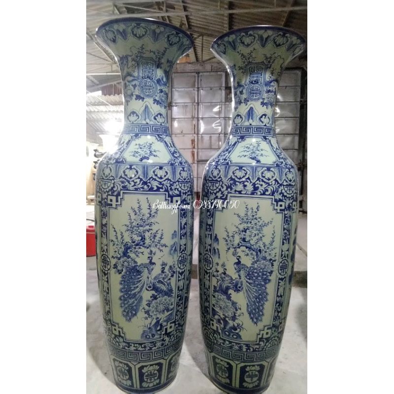 Lọ Lộc Bình Tứ Cảnh Men Lam 1M55(đã tính cao cả đế sứ)