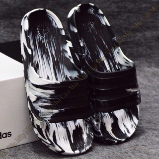 [☘ADIDAS®☘]-DÉP ĐÚC DURAMO SLIPPERS CAMO ORIGINAL- ĐEN TRẮNG BÓNG