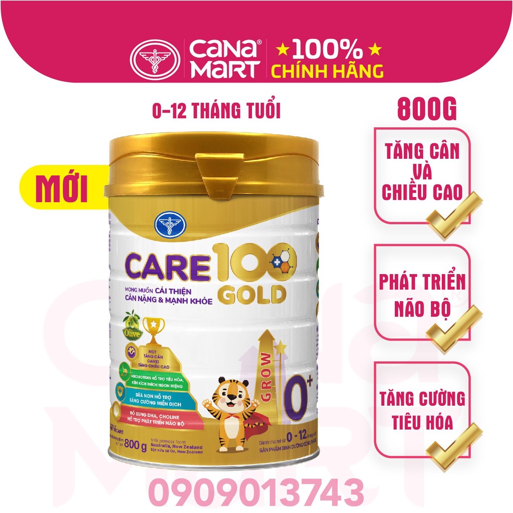 Sữa bột Nutricare CARE 100 GOLD 0+  cho trẻ thấp còi