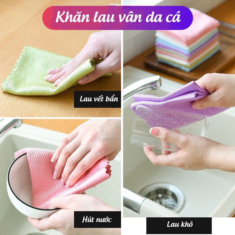 Khăn lau đa dụng vân vảy cá đa năng siêu sạch (KLC03)