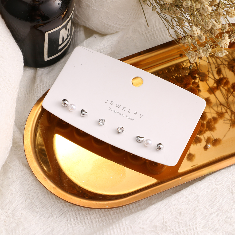 Set khuyên Tai Hình Tròn Trái Tim Phong Cách Hàn Quốc Thời Trang Nữ Đơn Giản