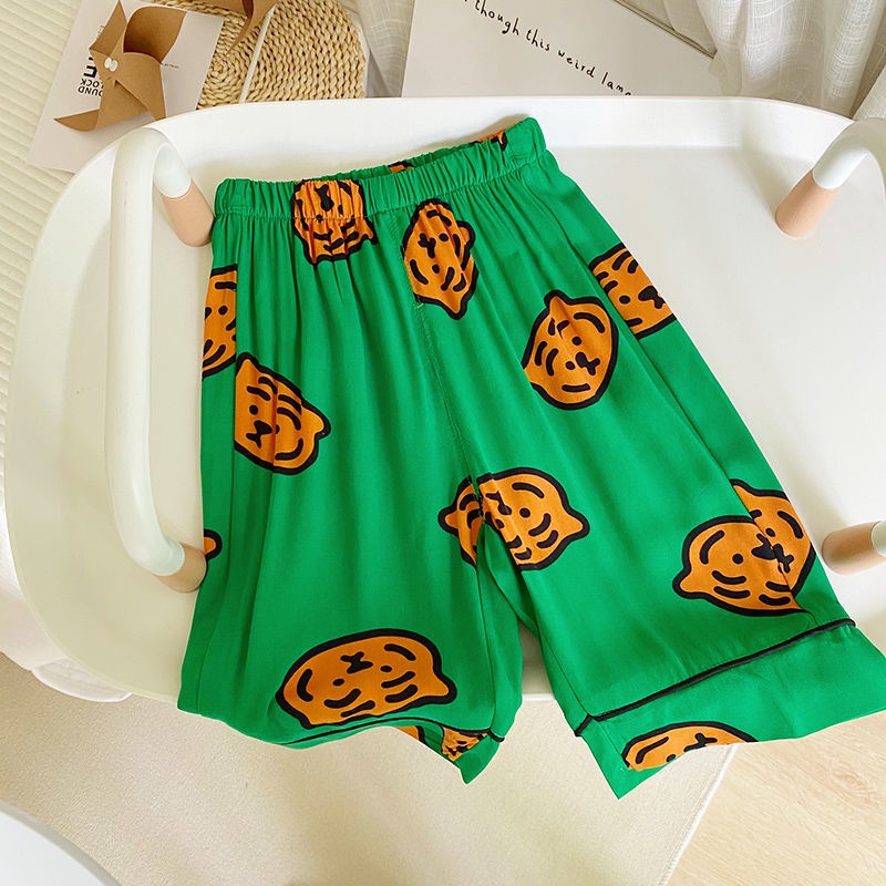 Bộ Đồ Ngủ Ngắn Tay Dáng Rộng In Hình Đầu Hổ Thoải Mái Thời Trang Mùa Hè Cho Bé Trai