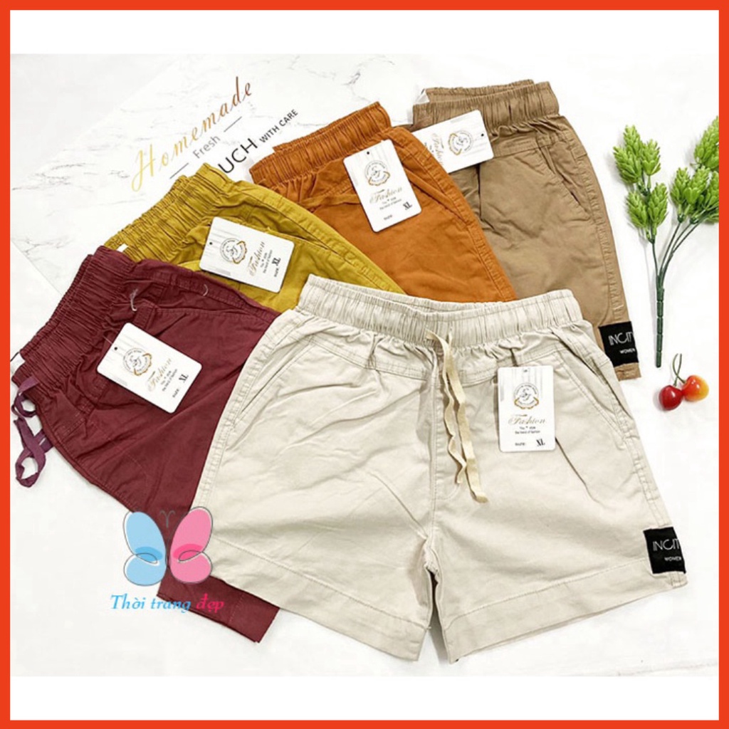 Quần đùi nữ từ 43-57kg vải kaki tốt có độ giãn - hàng đẹp - lưng thun có dây rút - QU65 cao cấp