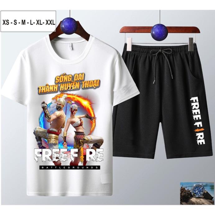 Bộ Áo thun + Quần Short nam in hình Free Fire giá siêu sock - Thích Khách Âm Dương