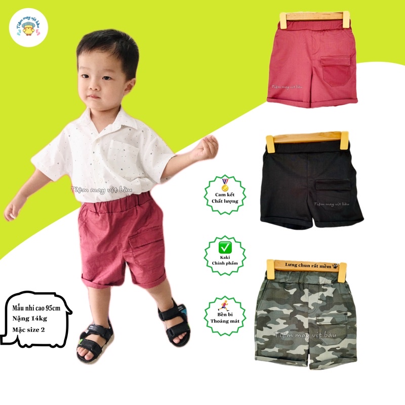 Quần Short Kaki Bé Trai - Quần Lửng Bé Trai Phong Cách Hàn Quốc SIZE 9 - 26KG (shop Thiết Kế - May)