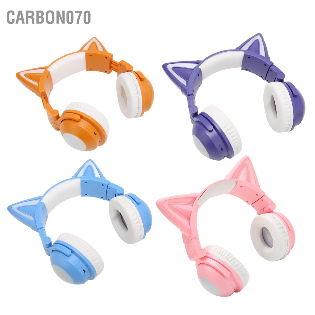 [Hàng Sẵn] Tai Nghe Mèo Bluetooth Dễ thương LED Có Mic Âm thanh Bass Độ nhạy cao với cáp 3.5 mm【Carbon070】