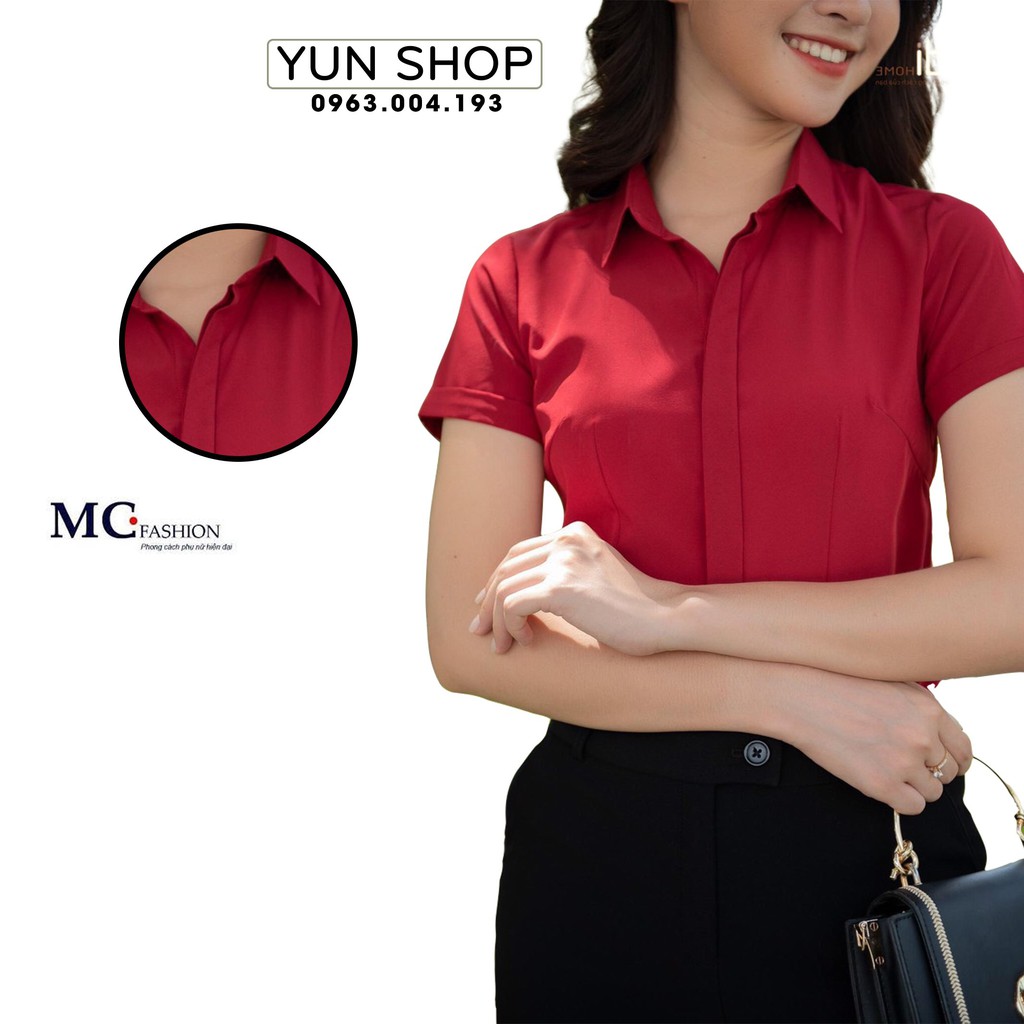 Áo Sơ Mi Cộc Tay Công Sở - MC Fashion A0198 Màu Đỏ Đô