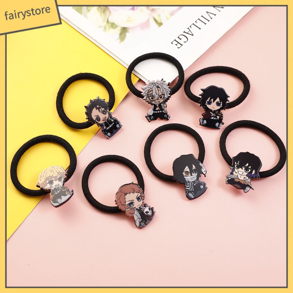 Dây Cột Tóc Bằng Vải Cotton In Họa Tiết Anime Demon Slayer Dễ Thương Cho Nữ