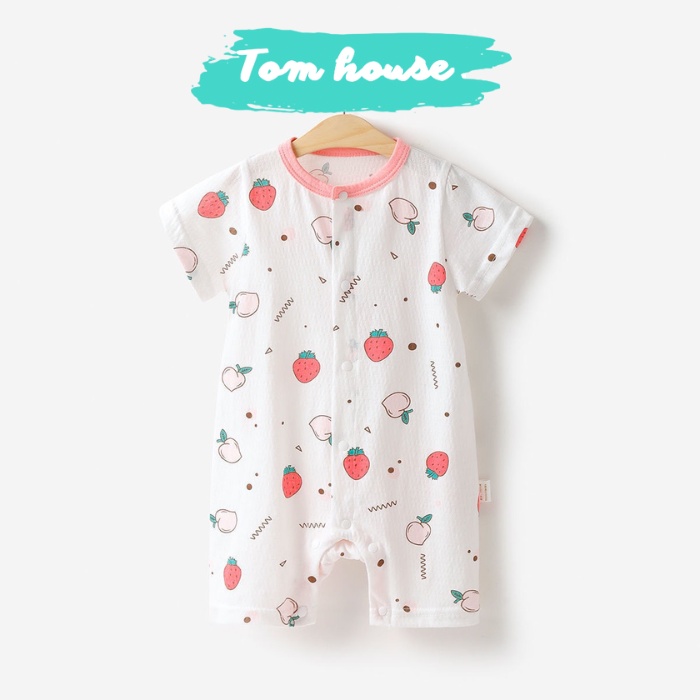 Bộ Liền Thân đùi cộc tay cúc giữa vải thông hơi mỏng mát cho bé trai bé gái sơ sinh mùa hè 𝟑𝟑𝐁𝐃𝐃𝐔