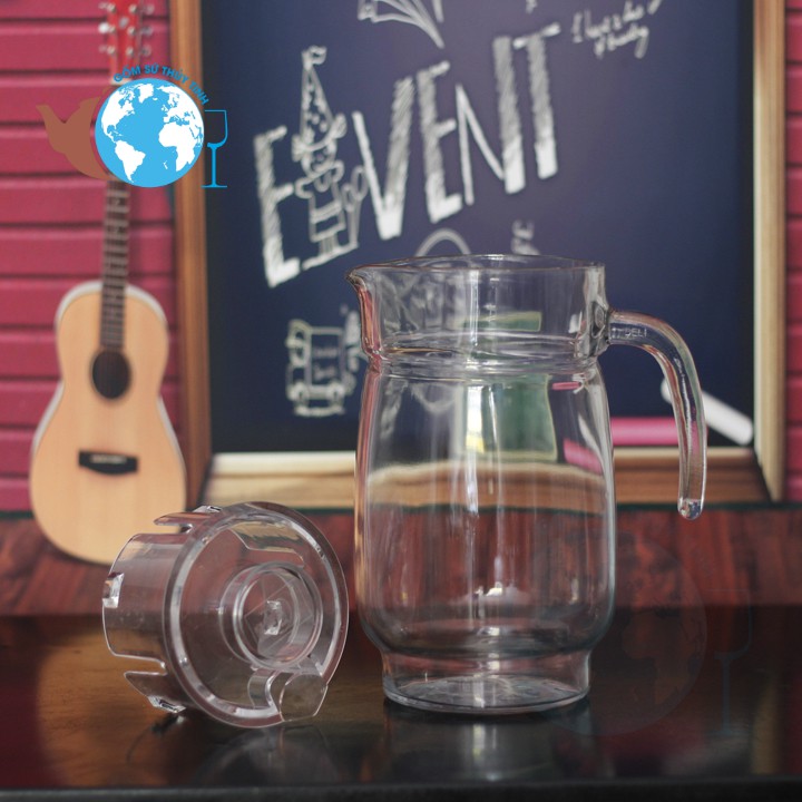 Bình thủy tinh quai cầm dáng BẦU miệng rót 1.6 lít | BigBuy360 - bigbuy360.vn