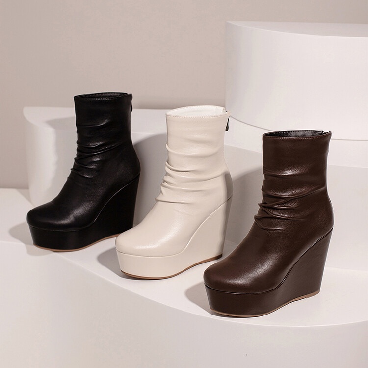 Giày Bốt Cao Gót Đế Xuồng Dày Co Giãn Thời Trang Xuân Thu Cho Nữ Size 35-43
