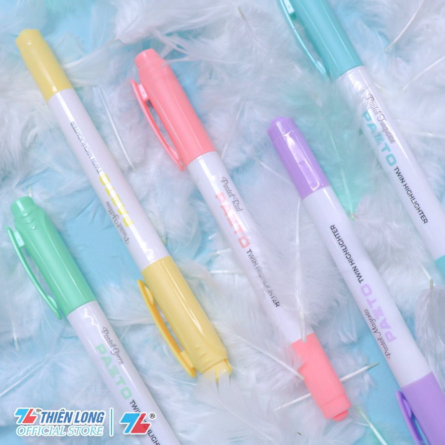 Hộp 5 Bút dạ quang màu Pastel Thiên Long Pazto HL-016 - Bút dạ quang rửa được - Không để lại vết khi Photocopy