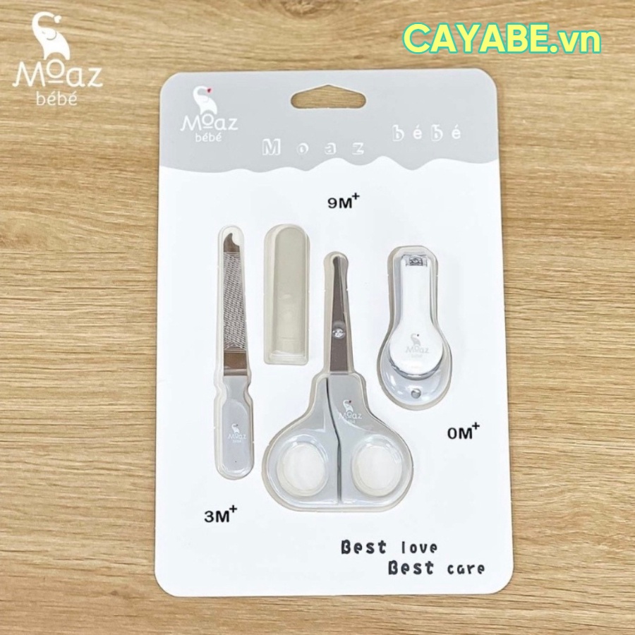 Bộ cắt móng tay cho bé từ sơ sinh Moaz Bébé 3 chi tiết đa năng, bộ bấm móng tay cho trẻ an toàn vệ sinh - CAYABE