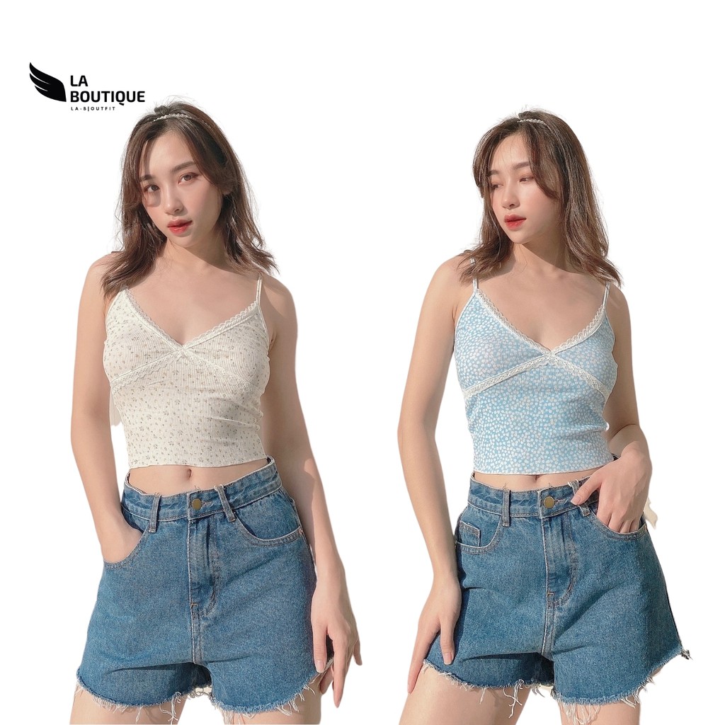 Áo 2 dây Croptop Hoa Nhí Đính Ren Ôm Body LA BOUTIQUE | BigBuy360 - bigbuy360.vn