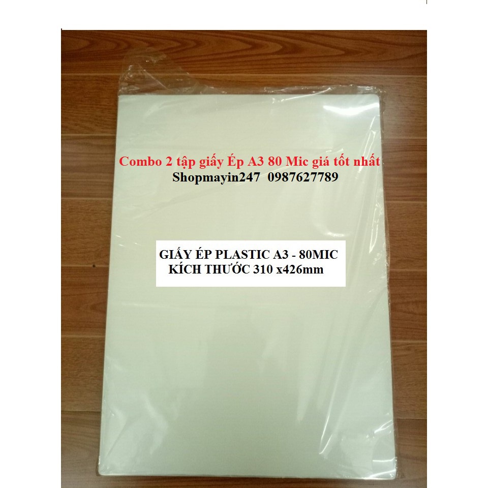 Combo 2 tập Giấy Ép Plastic A3 80 mic  giá rẻ