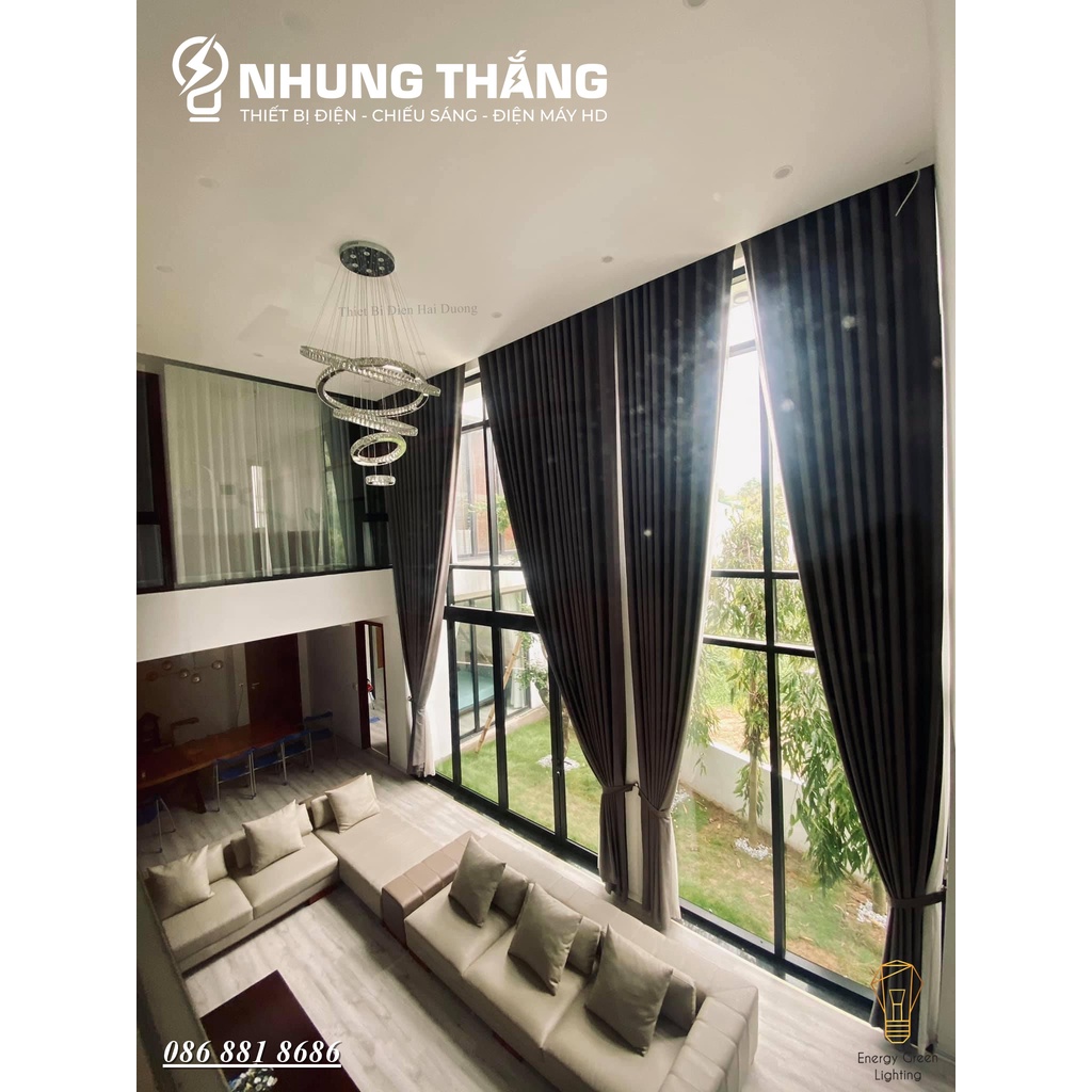 Đèn Thả Trần 5 Vòng Pha Lê CD-111 Decor Vintage - Đế Đèn Tích Hợp 10 Đèn Phát Sáng - Điều Khiển Từ Xa - Hẹn giờ Tắt