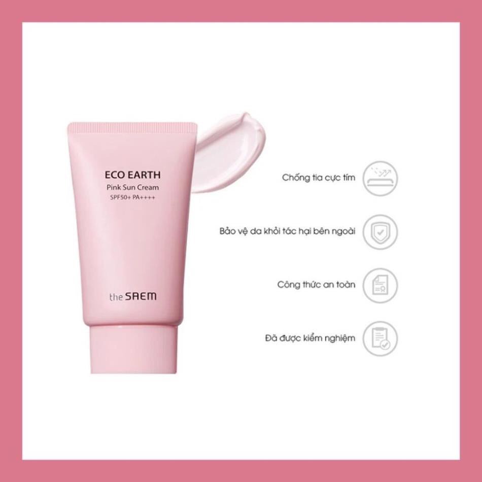 [2021] Kem chống nắng THE SAEM Eco Earth Power Pink