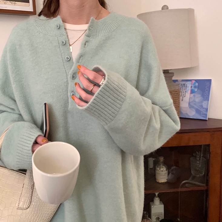 Áo Len Nữ Hàn Quốc Kiểu Tăm Dệt Kim Cổ tròn Cao Cấp, Áo Len Nam Tay Dài Form Rộng Mỏng Dáng Thu Đông