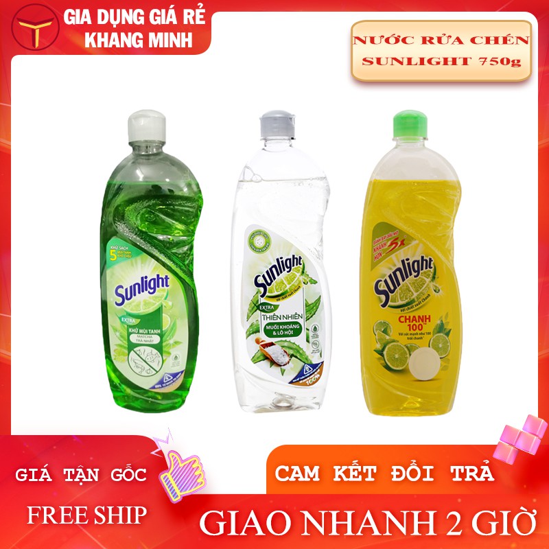 Nước Rửa Chén Bát Sunlight Chai 750g Hương Chanh, Lô Hội, Trà Xanh Tự Chọn Mùi Hương