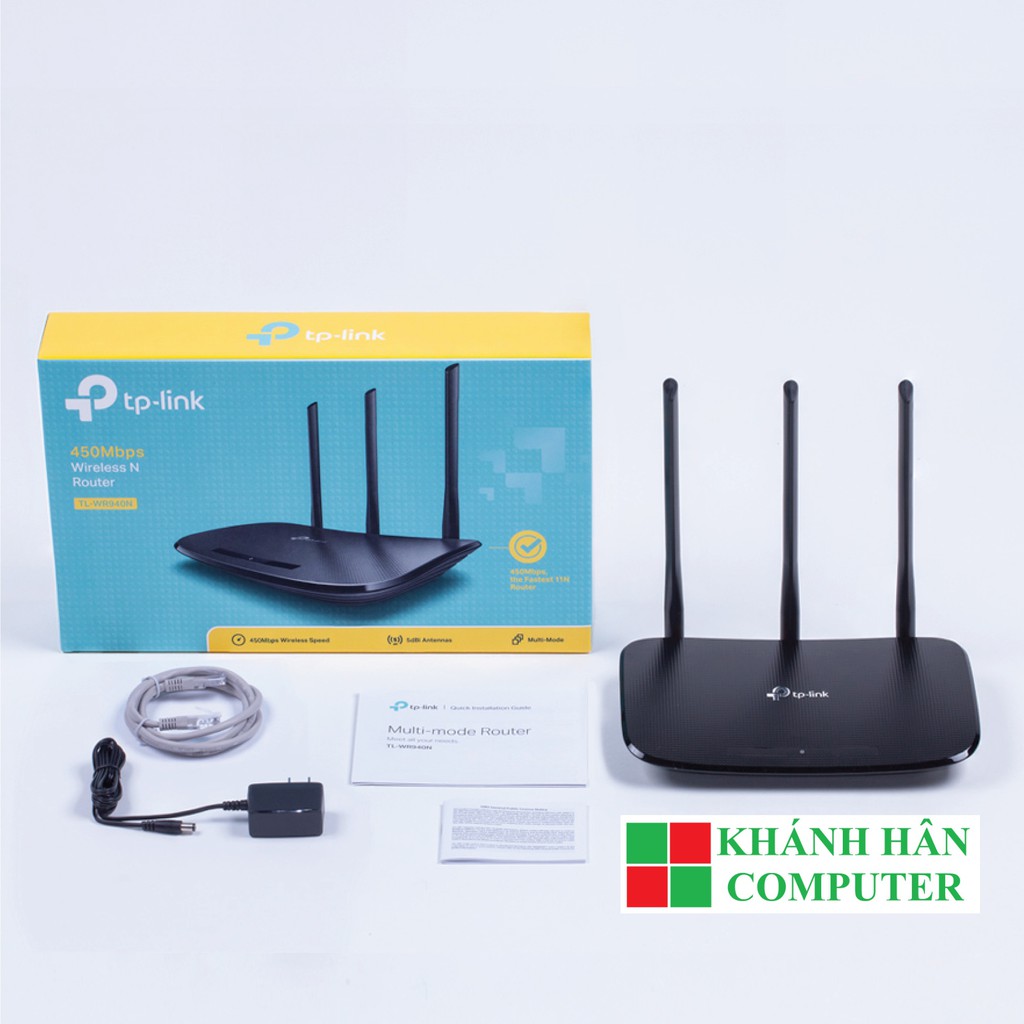 [Mã 253ELSALE hoàn 7% đơn 300K] Bộ phát Wi-Fi Chuẩn N Tốc Độ 450Mbps TP-Link TL- WR940N V6.0-Bảo hành 24 T