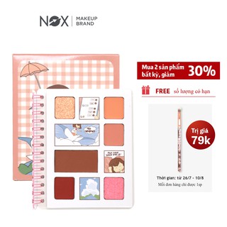 Bảng phấn mắt NOX 6 màu tông lì/ánh nhũ trang điểm lâu trôi kiểu dáng quyển sồ tay độc đáo 9g