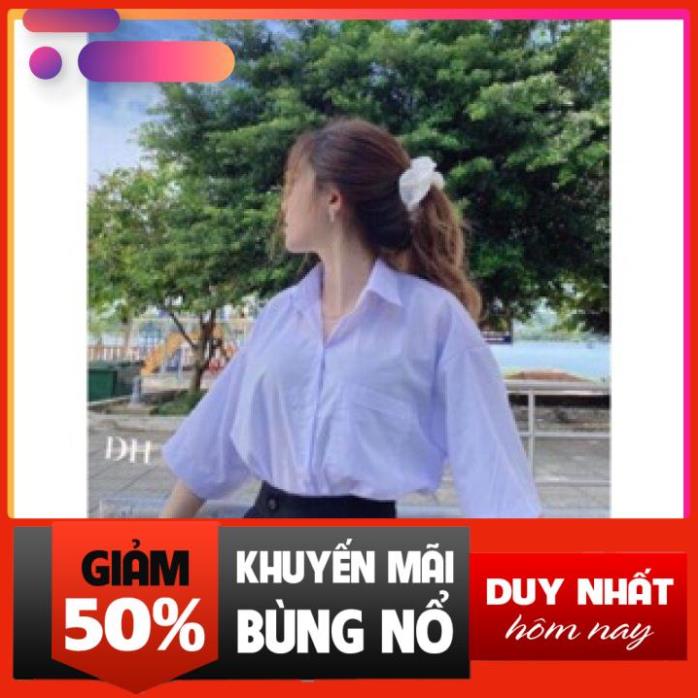 [ SIÊU HOT Áo Sơ Mi Trắng Nữ Đi Học Tay Lỡ DH12 *