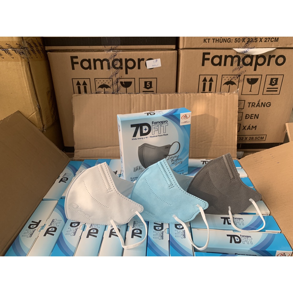 Khẩu trang y tế cao cấp Famapro 7D Fit 5 LỚP dày dặn