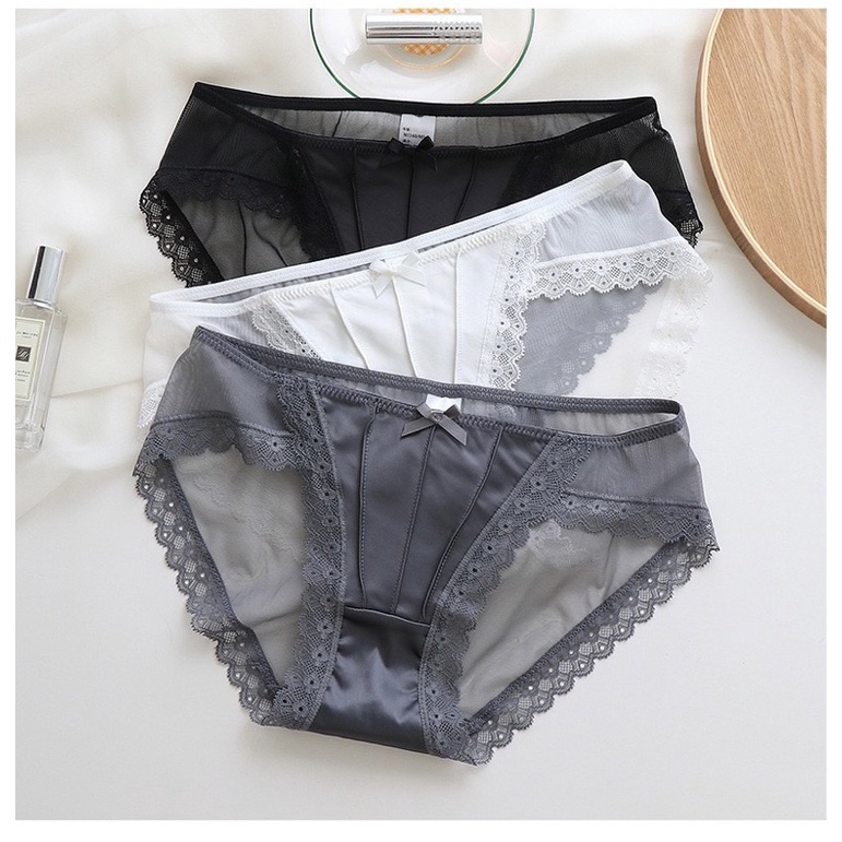 Quần lót nữ LALACHIC cao cấp viền ren gân sọc đính nơ