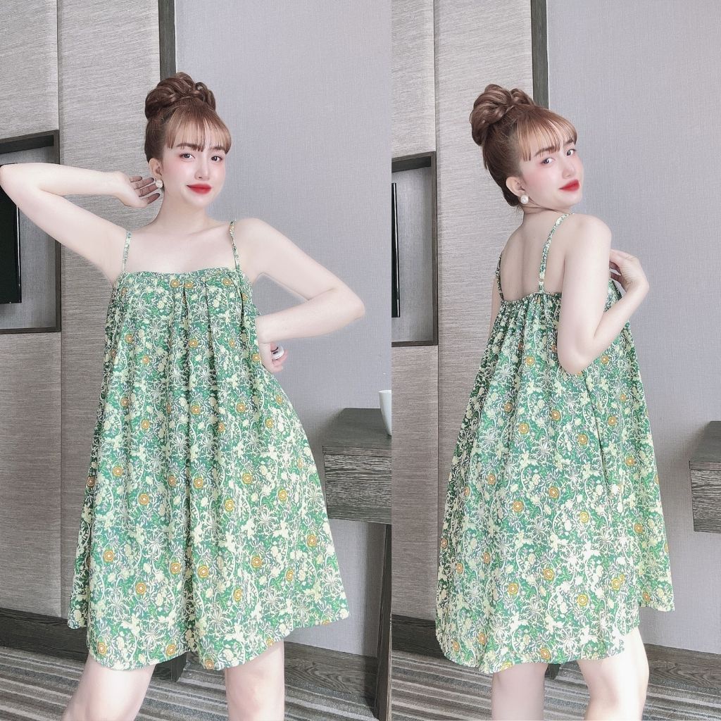 Váy Ngủ Hai Dây Nữ Đầm Ngủ Mặc Nhà Sexy Chất Lụa Cao Cấp Tôn Dáng Siêu Xinh Bigsize Freesize