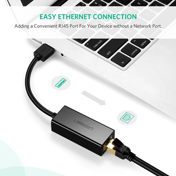 Dây USB 2.0 sang 10/100mbps Lan chip AXIS88772 UGREEN CR110