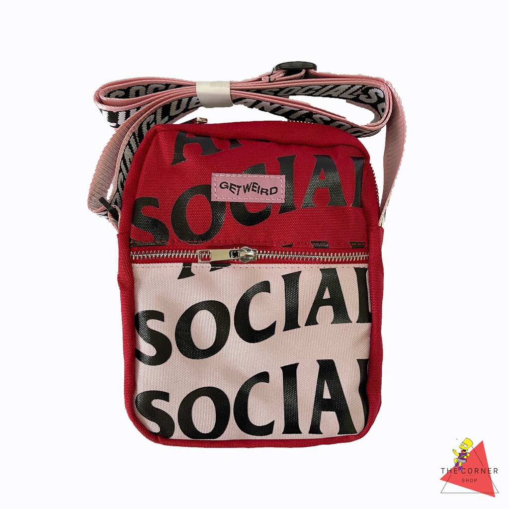 Túi đeo chéo Anti Social Social Club - ASSC Shoulder Bags(đen/đỏ) [Ảnh thật]