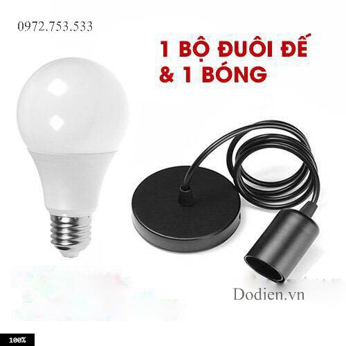 Bộ đui đế đèn thả dài 1 mét kèm bóng LED