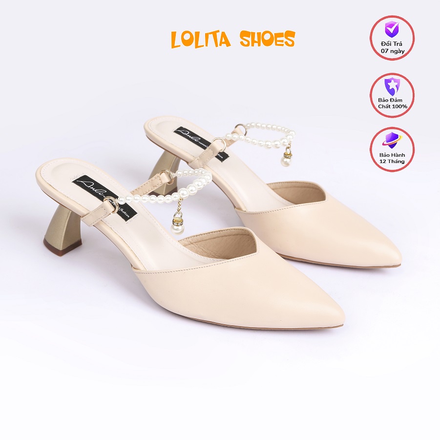 Giầy sandal kín mũi 7p da mờ cao cấp . Lolita shoes