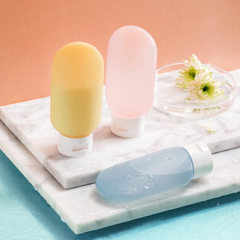 Set 3 Gói 60ml Nhãn Dán Trong Suốt Chống Rò Rỉ Có Thể Đổ Đầy + Túi Đựng Xà Phòng / Dầu Gội Dạng Lỏng