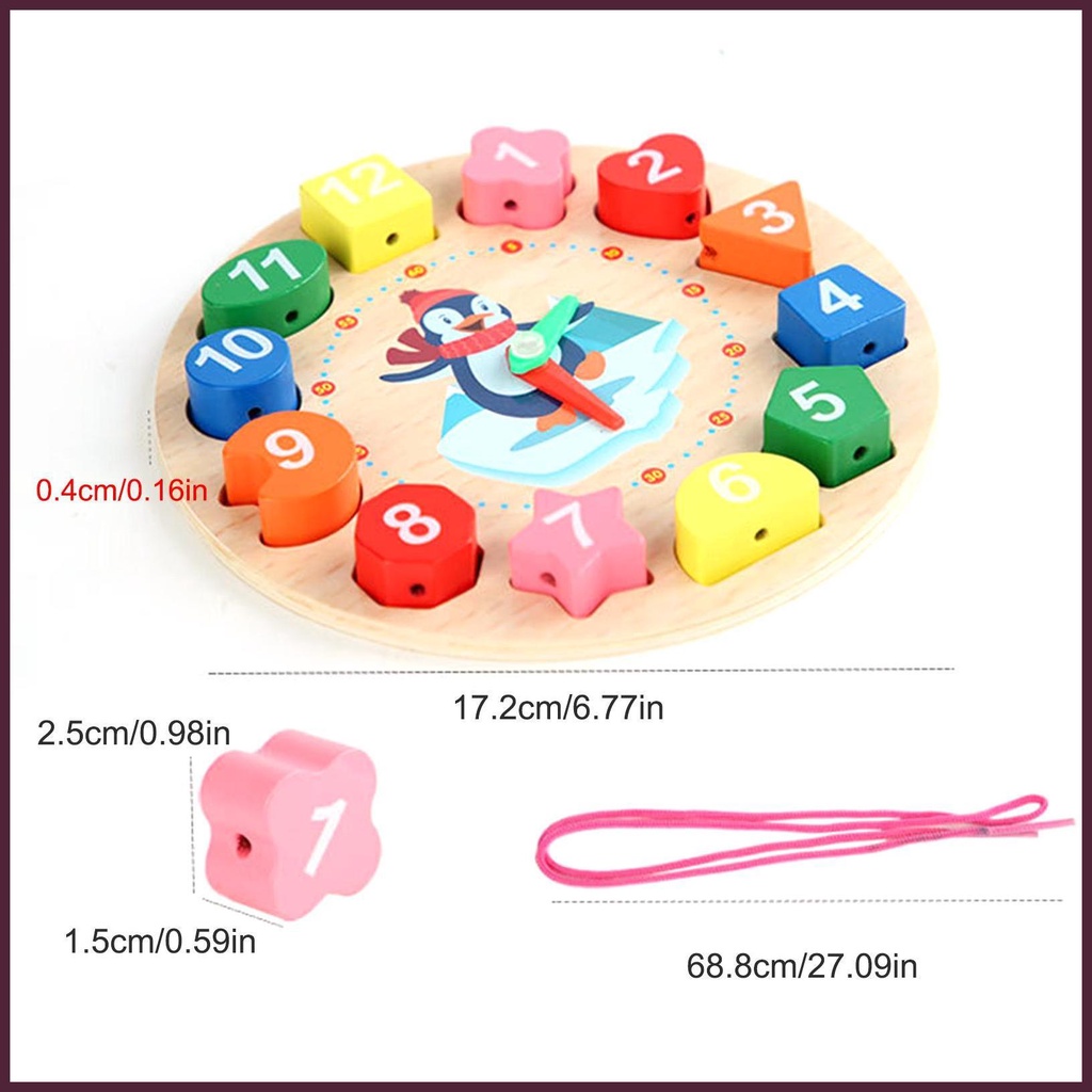 Đồ Chơi Xếp Hình Đồng Hồ Dạng Hạt Theo Phương Pháp Montessori Cho Bé