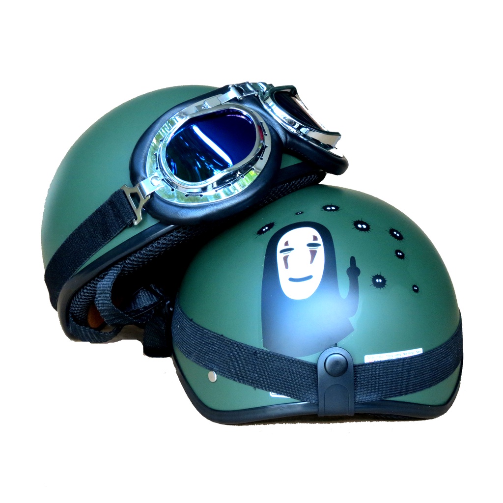 Mũ bảo hiểm 1/2 nón bảo hiểm nữa đầu NTMAX tem vô diện kính phi công & kính uv (tặng kèm lưỡi trai)