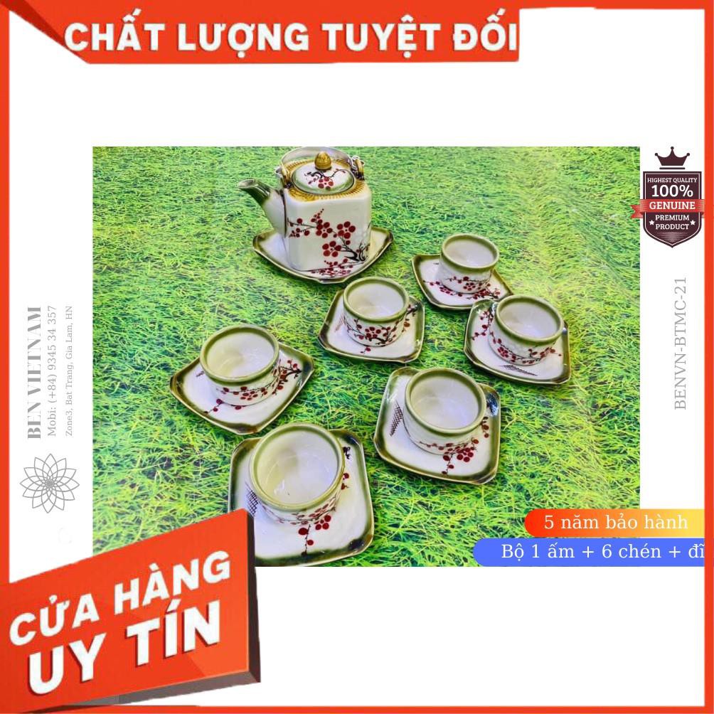 [FREESHIP] Ấm pha trà Gốm Sứ Bát Tràng Men Cổ vẽ tay cao cấp - BENVN-BTMC-21