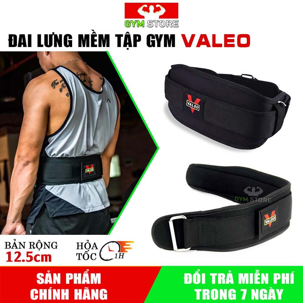 Đai Lưng Mềm Valeo hỗ trợ tập Gym, Gánh tạ, Deadlift - bản 12.5cm