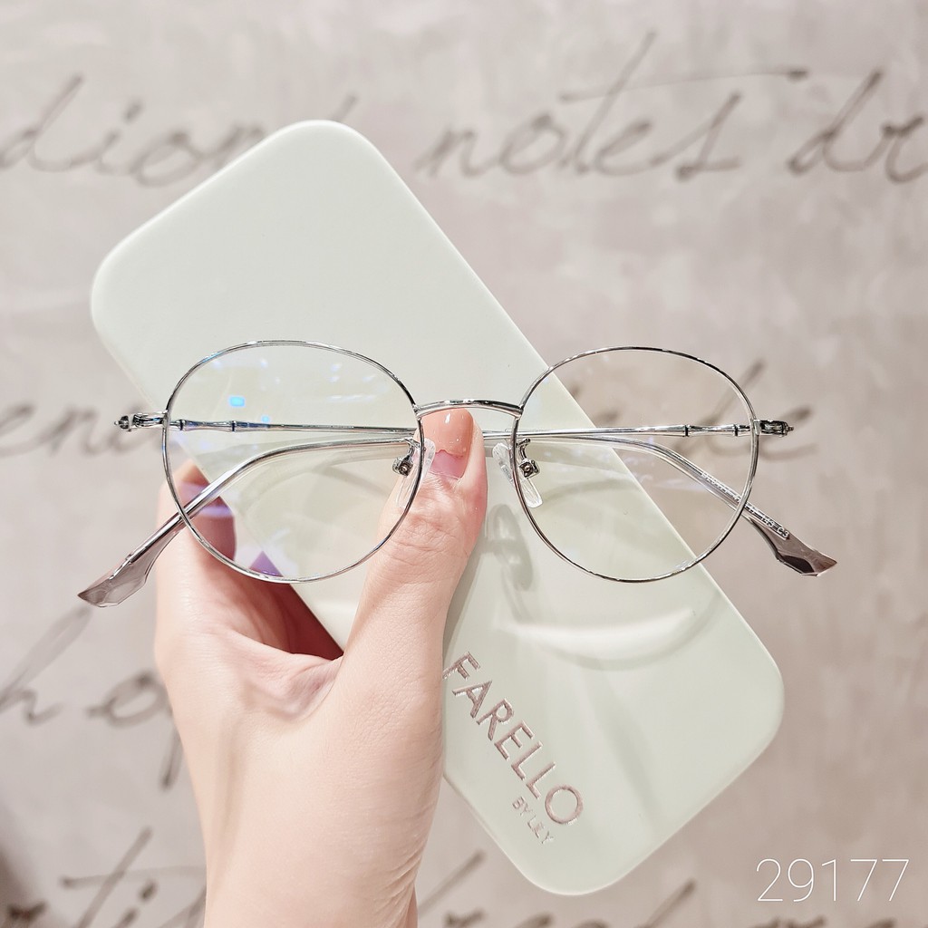 Gọng kính cận nam nữ Lilyeyewear mắt tròn kim loại màu sắc thời trang 29177