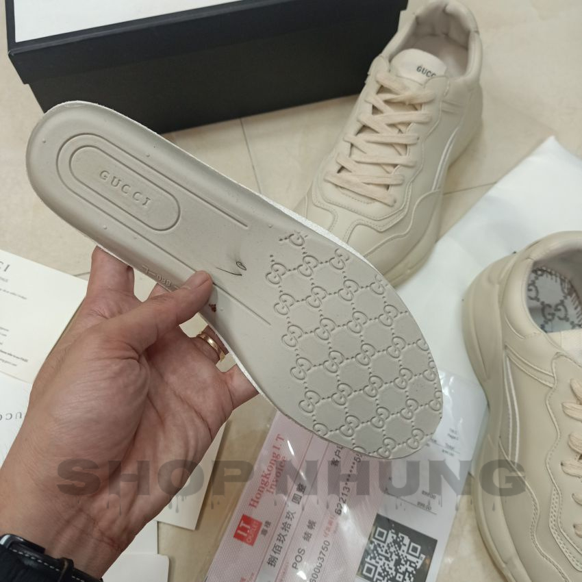 Giày gucci trắng ngà nam nữ cổ thấp cao cấp