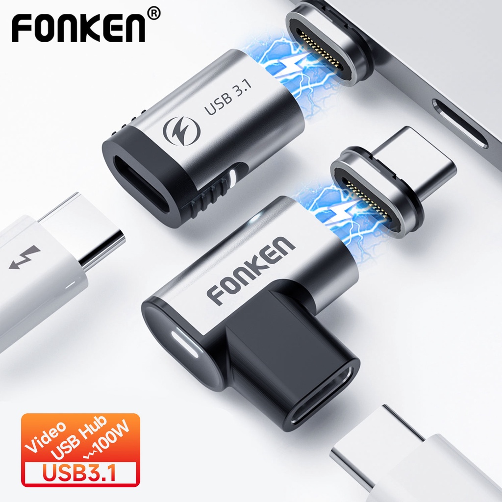 Bộ chuyển đổi Fonken có nam châm sạc nhanh 100W USB C 24 chân Type C QC 4.0