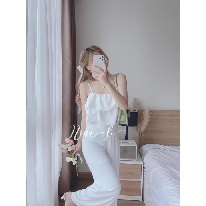 Set 2s hai tầng quần suông bộ áo hai dây mix quần lanh suông mát mẻ -MINXY SHOP